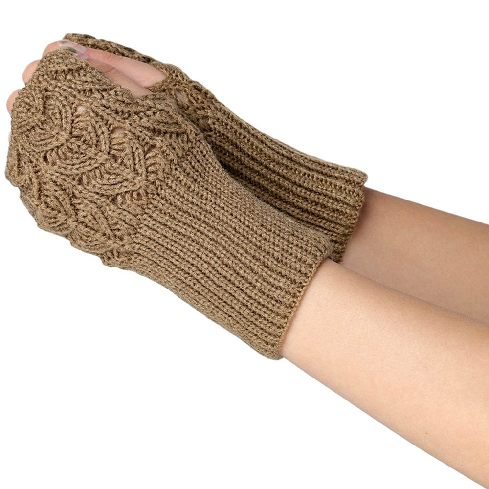 Вязаные шерстяные демисезонные перчатки, короткие утепляющие митенки/манжеты