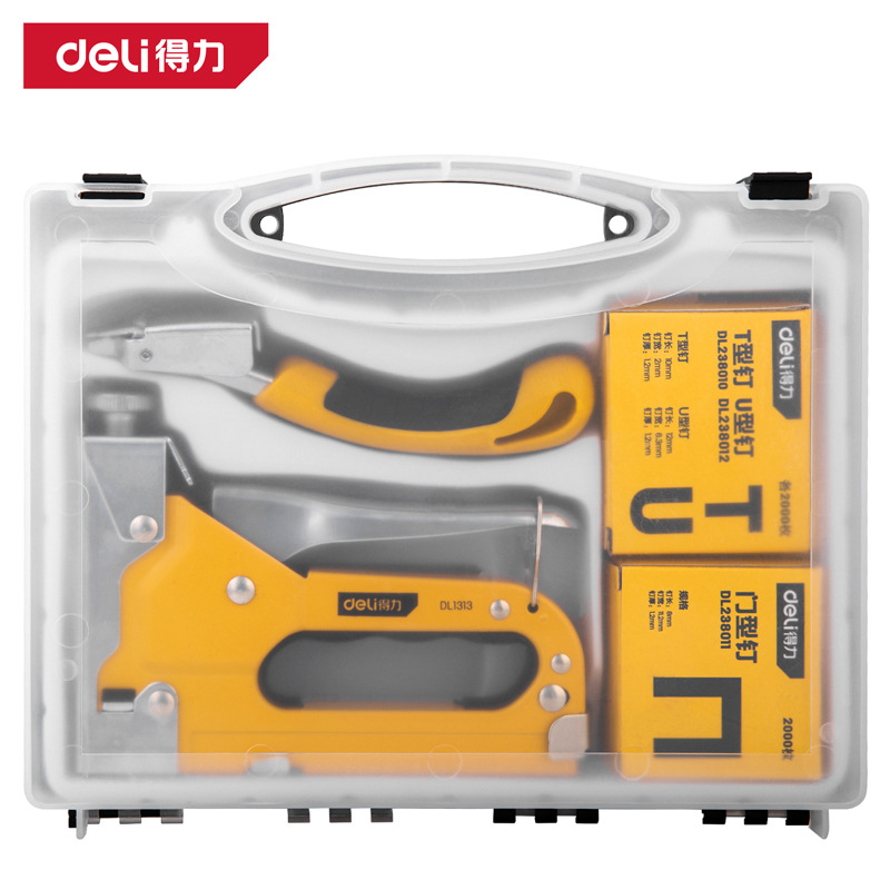 得力DL238105三合一打钉枪套装三款枪钉各2000枚起钉器