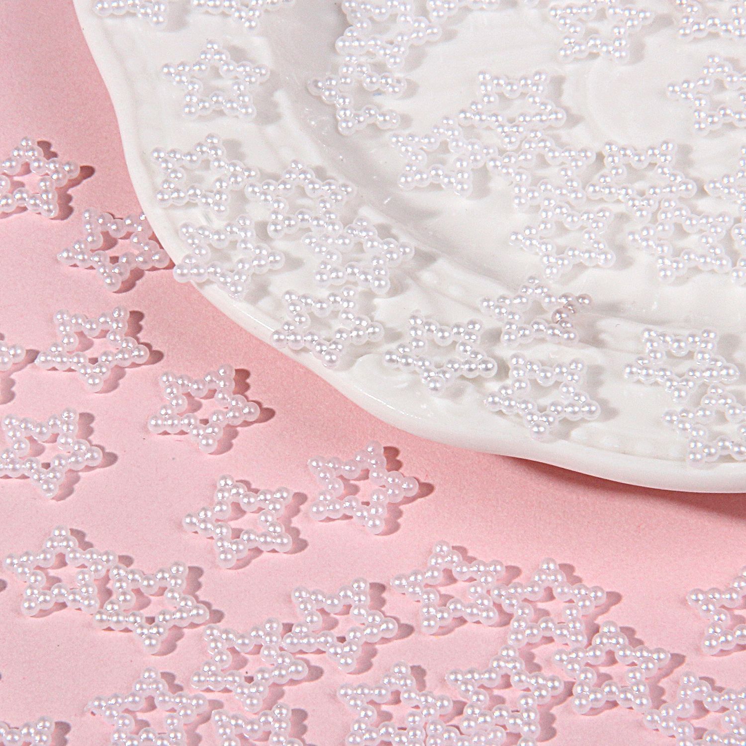 Artificial ABS perla hueco estrella de cinco puntas DIY crema teléfono móvil Shell material tocado accesorios fábrica ventas directas