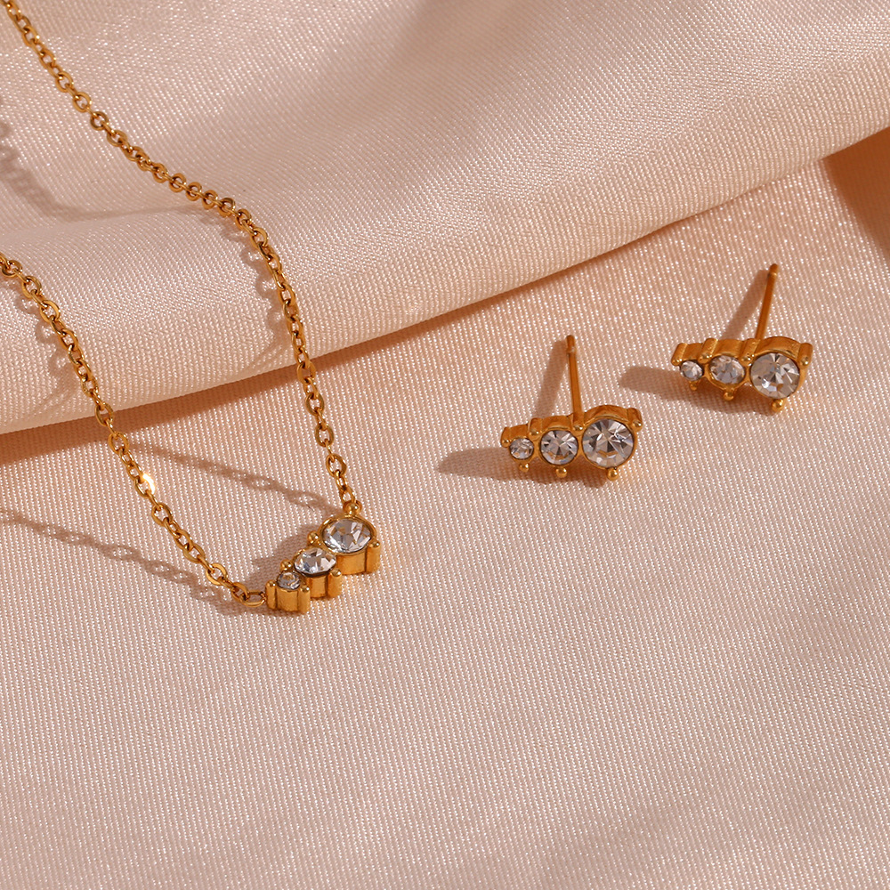 Womenu0027S Fashion Geometric Stainless Steel Ear Studs Necklace Geometry Plating Metal Artificial P