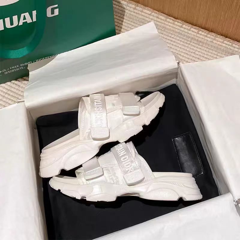 2025新款D家 拖鞋女外穿沙滩运动老爹增高厚底松糕底魔术贴休闲拖|undefined