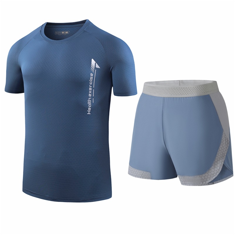 Traje deportivo de seda de hielo para hombres secado rápido transpirable verano delgado para correr manga corta para hombres suelta moda de tamaño grande