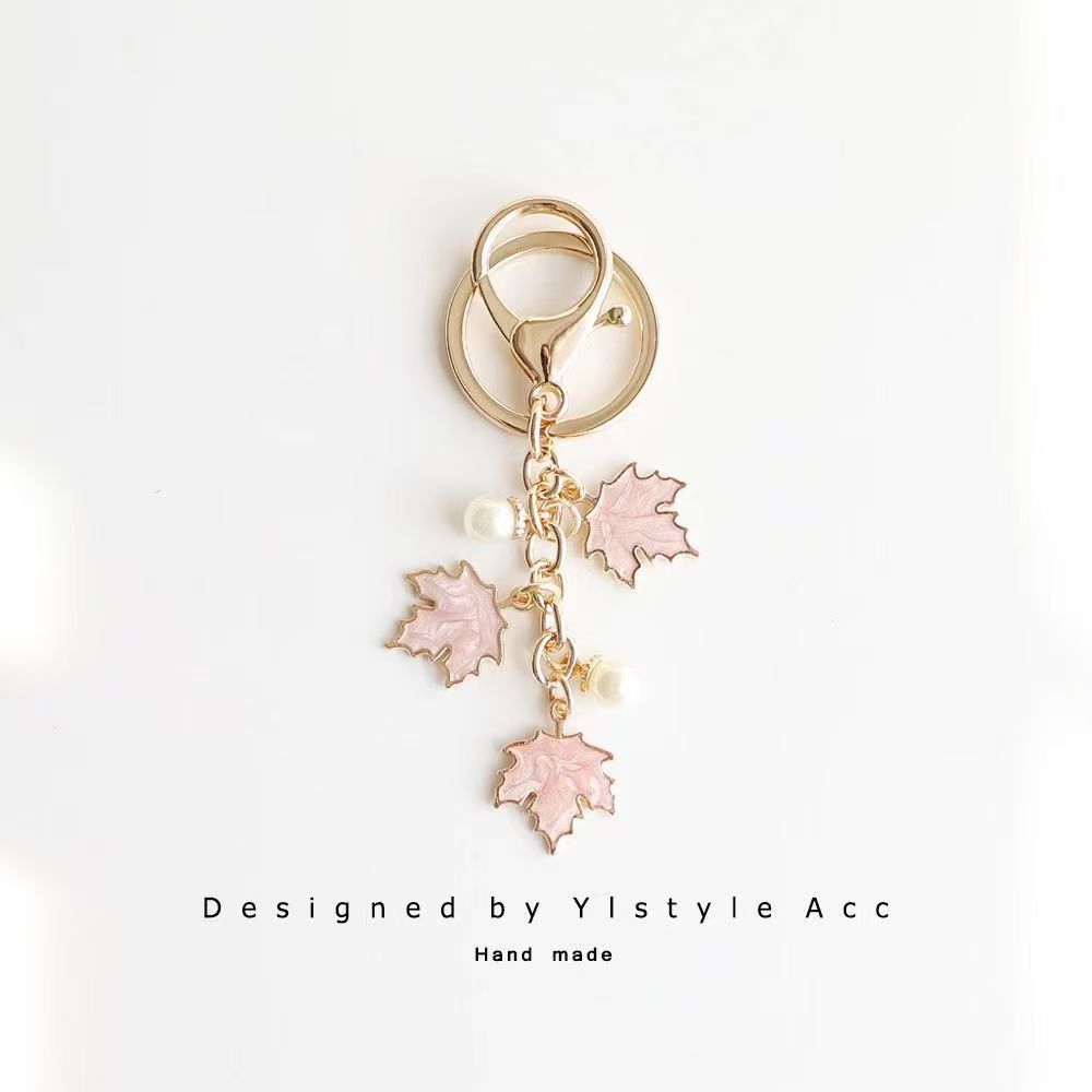 Fresh maple leaf, creative keychain, trend metal backpack accessory, Birthday gift