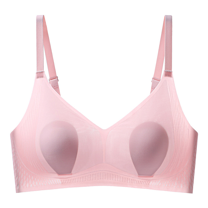 Ropa interior sin costuras de las mujeres Pequeño pecho empuja hacia arriba el sujetador fresco transpirable soporte superior anti-flacidez inalámbrico delgado más tamaño sujetador verano