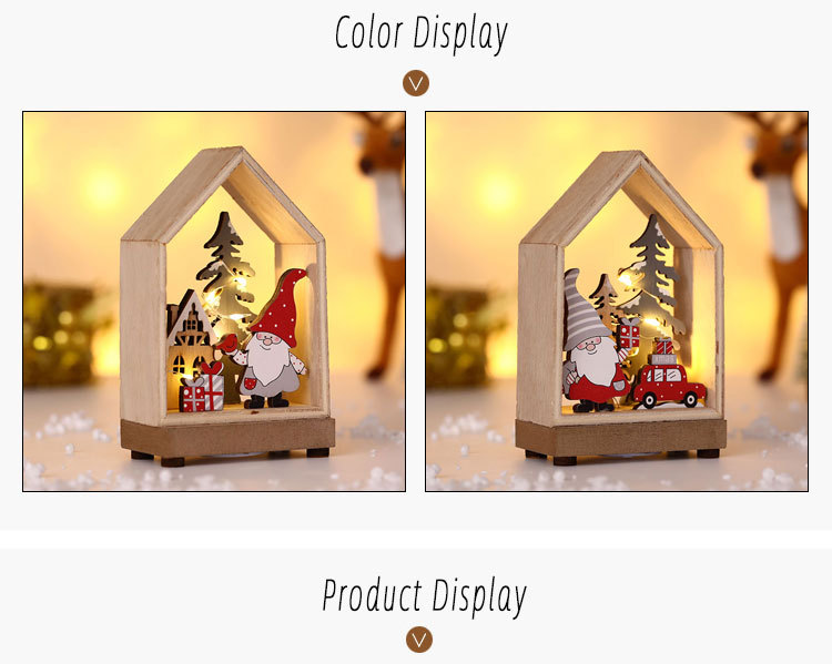 Wholesale Christmas Decorations Luminous Cabins Santa Claus Wooden Desktop Ornaments Nihaojewelry display picture 3
