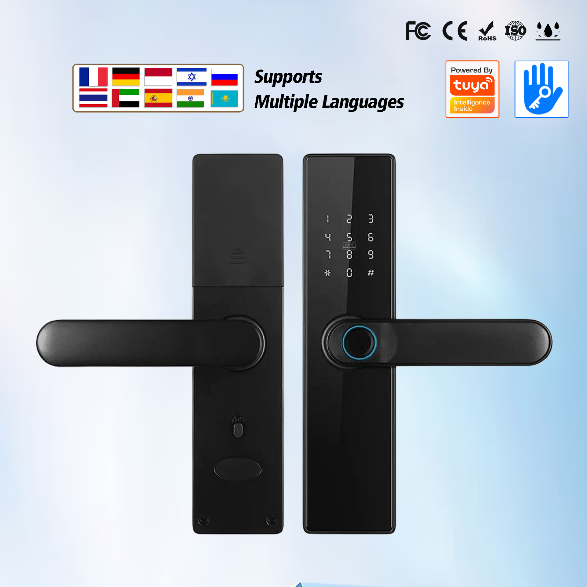 木门指纹锁出租房通通锁家庭智能远程密码锁matter电子锁西班牙语