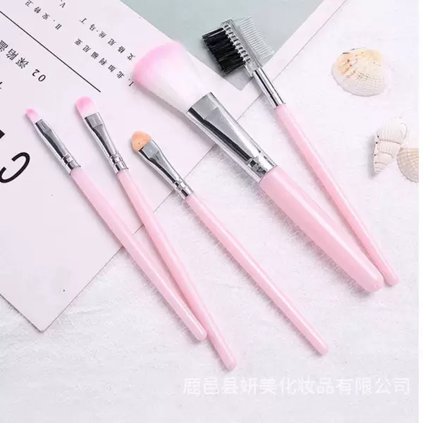 Factory Direct Sales of 5-Piece Cangzhou Makeup Brush Set, Including Foundation Brush, Pink Eyeshadow Brush, Lip Brush, Blush Brush, Beauty Tools