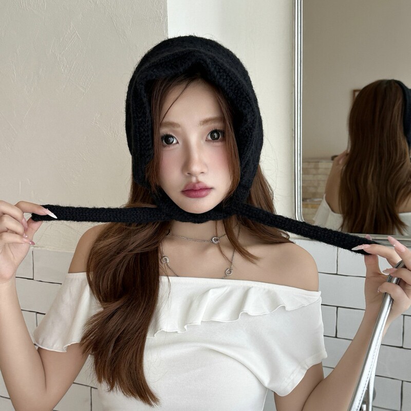 2025新款甜美针织护耳耳罩女秋冬保暖系带耳套骑车防风耳捂子发带|undefined