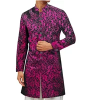 Средневековое мужское пальто Kurta Sherwani, блестящий индийский свадебный халат, воротник Cheongsam, этническая одежда