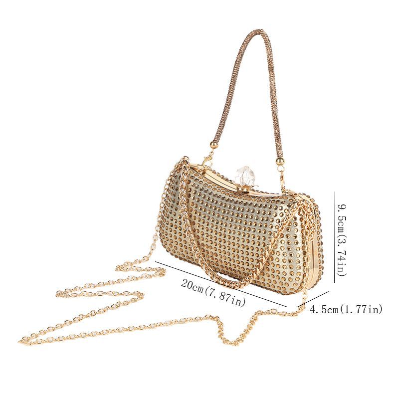 Borsa a mano con catena versatile, da donna, da sera, da sposa, da festa, con pochette piena di diamanti_voghion.com