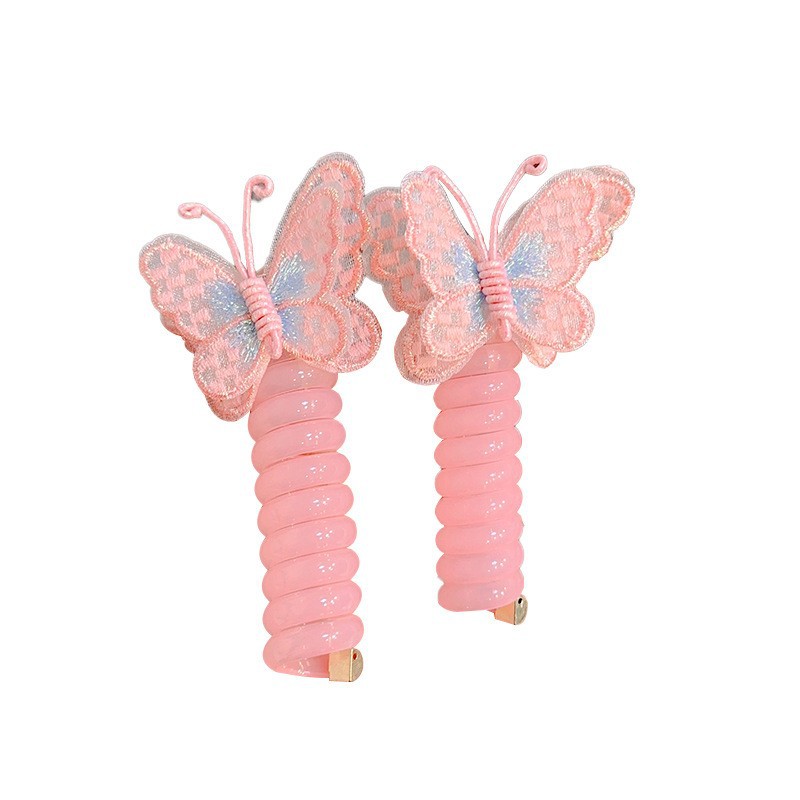 Nuevo cable telefónico de mariposa rizado anillo de cabello para niños dulce cabello de cabello de alto valor facial duradero de doble cola de caballo flores mujeres