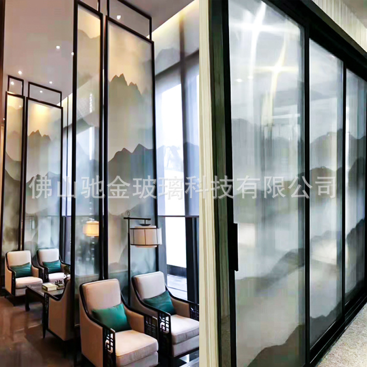 厂家直供夹丝夹绢玻璃 电梯口隔断夹丝玻璃 安全夹胶钢化玻璃