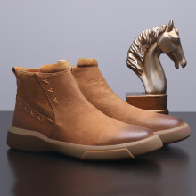 中邦马丁靴男潮切尔西靴子冬季加绒磨砂英伦短靴一脚蹬雪地靴男鞋