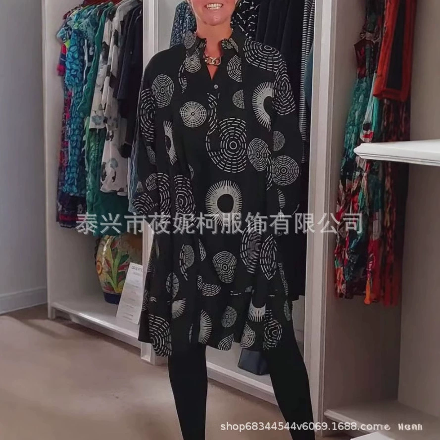 Amazon внешняя торговля женская печать платье с длинными рукавами оптом в Европе и Америке новый большой размер