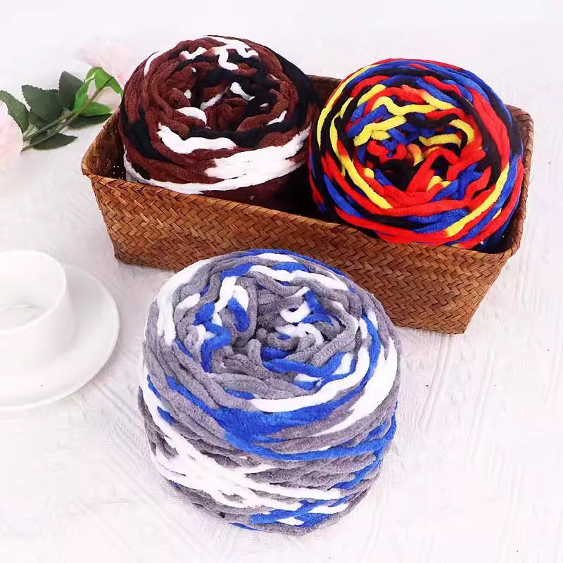 3.3 Two Large Ice Threes Soft Coarse Wool Handmade DIY Knitted Scarf Wool Crochet Slippers