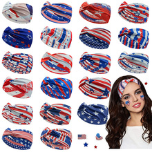 跨境美国国旗独立日交叉发带女瑜伽跑步健身运动装饰派对发带头带