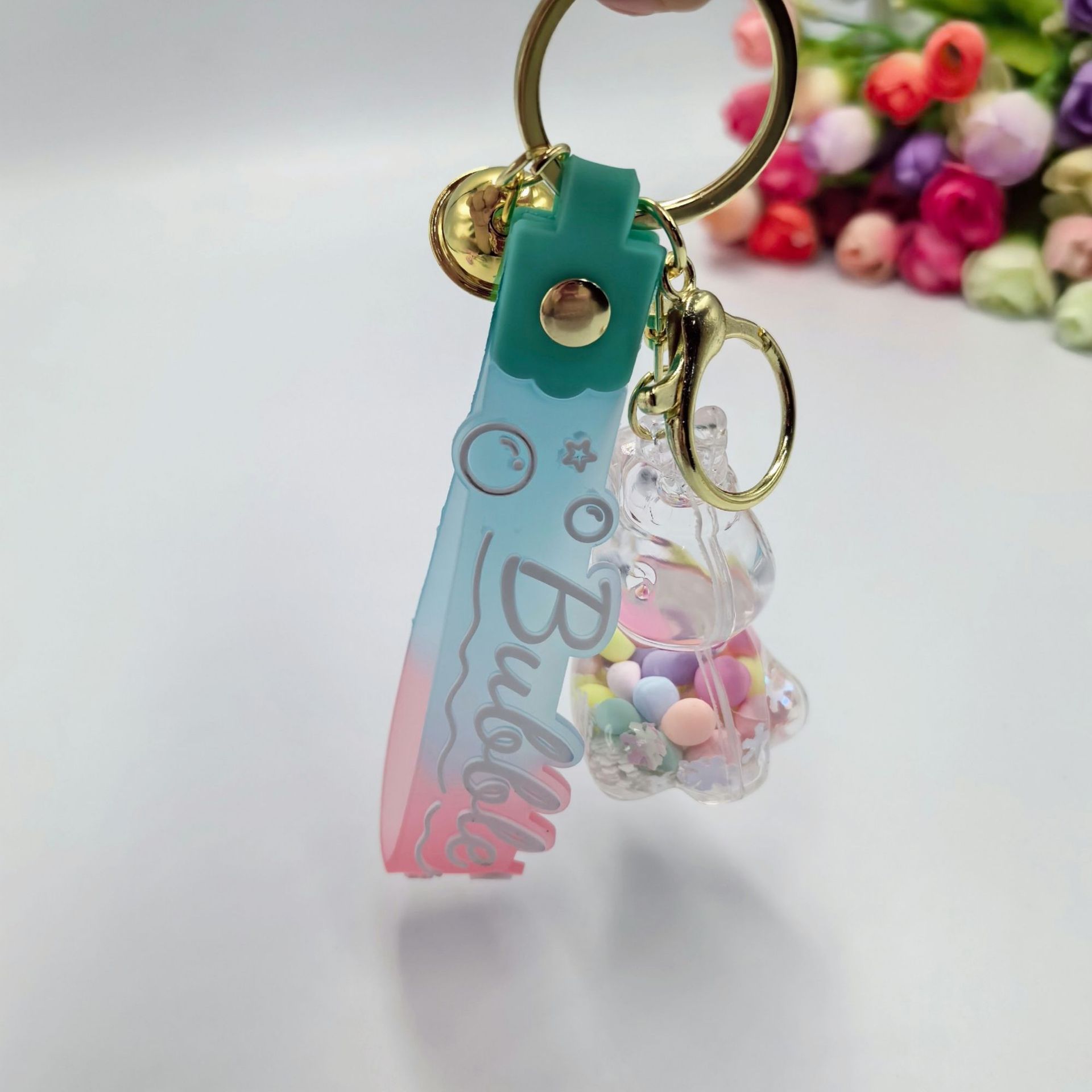 Aceite de copo de nieve azúcar colorido frijoles unicornio llavero colgante bolsas colgantes bolsas colgantes regalo creativo para estudiantes