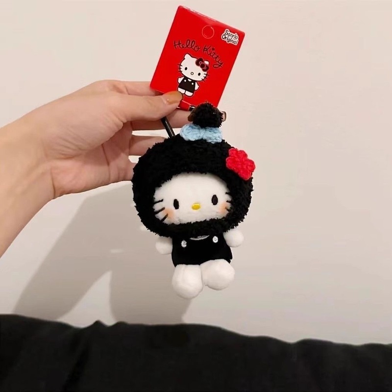 可爱kitty头套钥匙扣新款挂件书包挂饰毛绒包包礼物公仔玩偶|undefined