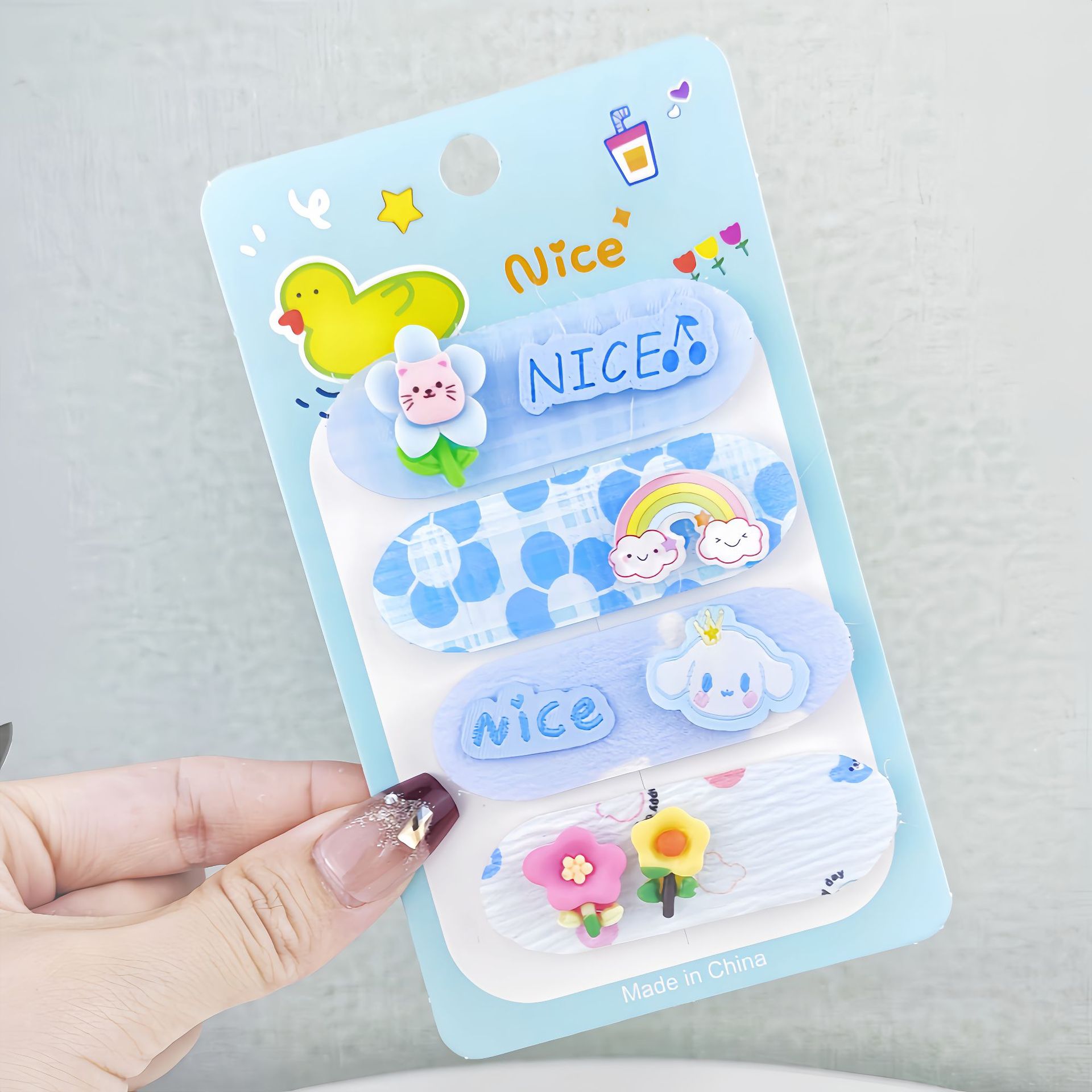 Niños nuevos Koolomi velcro para el cabello chicas coreanas en línea frange pegatinas de cabello rotas pegatinas de dibujos animados bandas de cabello toque