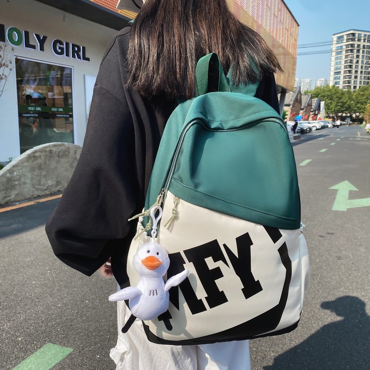 跨境外贸学生双肩包韩版潮流字母情侣背包大容量电脑背包一件代发