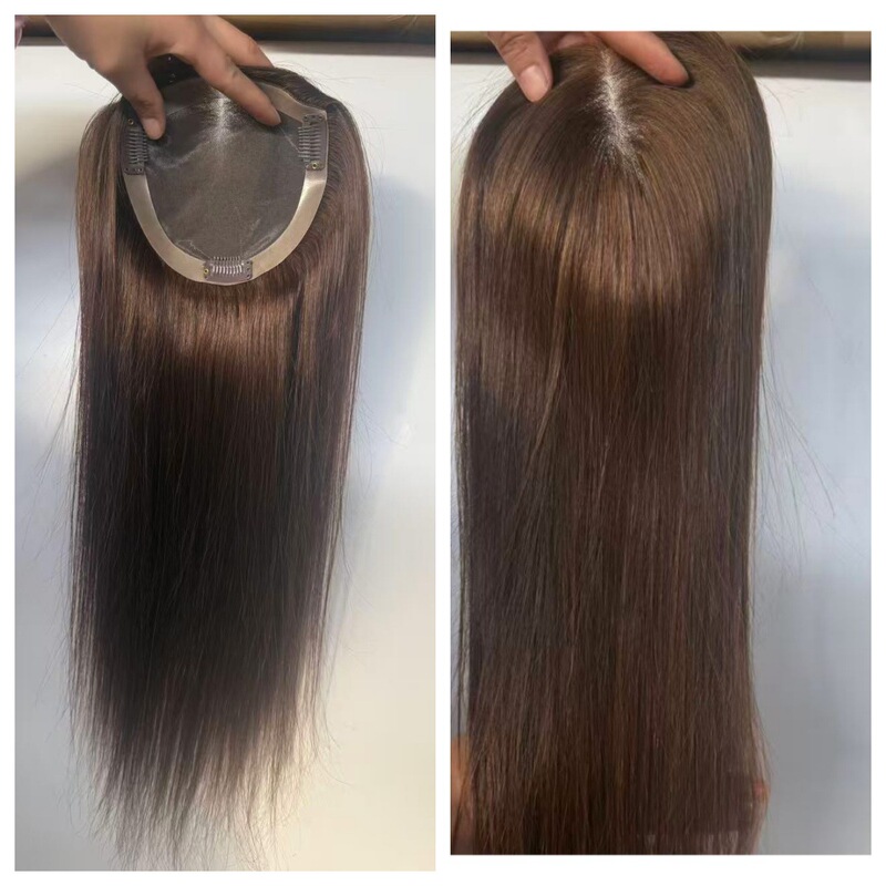 3 # Women's Hairpiece for Covering Gray Hair and Increasing Hair Volume, Top Hair Replacement 5X 5inch Hand-Tied Hair Piece, Fluffy