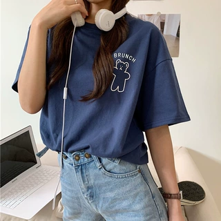2026新款短袖T恤可爱圆领宽松上衣女洋气女士白色衣服简约时尚潮