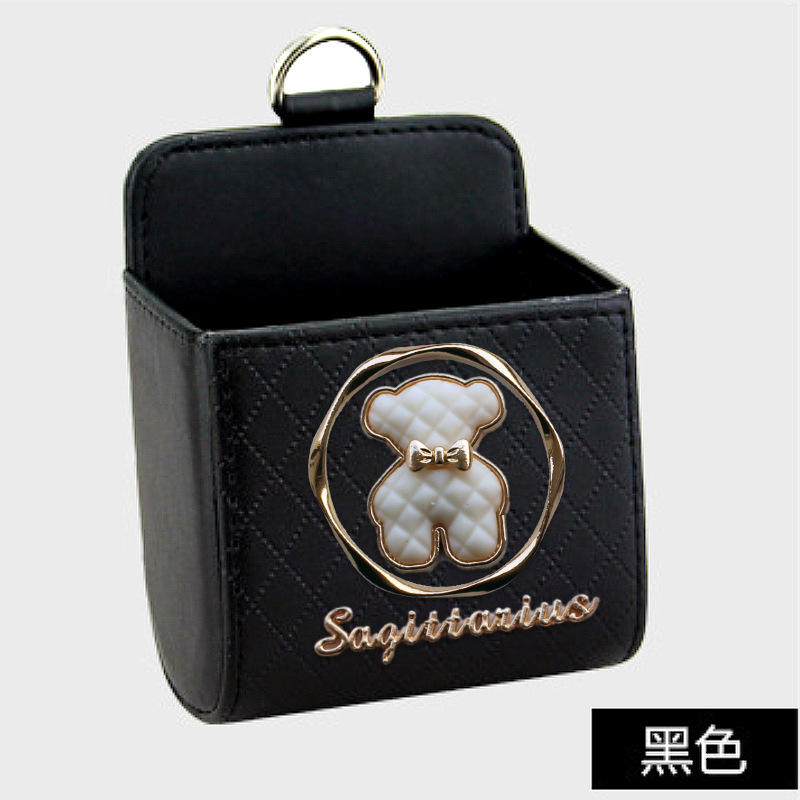 Bolsa de almacenamiento de salida de aire del automóvil bolsas de colgar de teléfonos móviles creativas de metal osos pequeños cajas de almacenamiento de artículos de automóvil almacenamiento de suspensión
