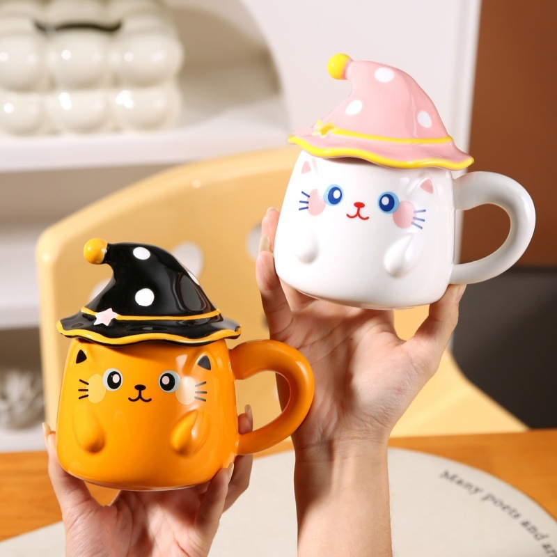 ✅誕生日プレゼント珍しい幽霊マグカップ蓋付き陶磁器カップハロウィーンプレゼントお土産カップ|undefined