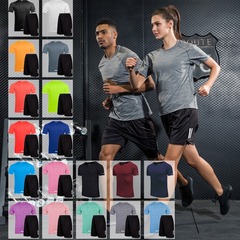 Men's Summer Running Team Marathon Women's Fitness Quick-Dry T-Shirt Set Night Running Clothes Casual Training