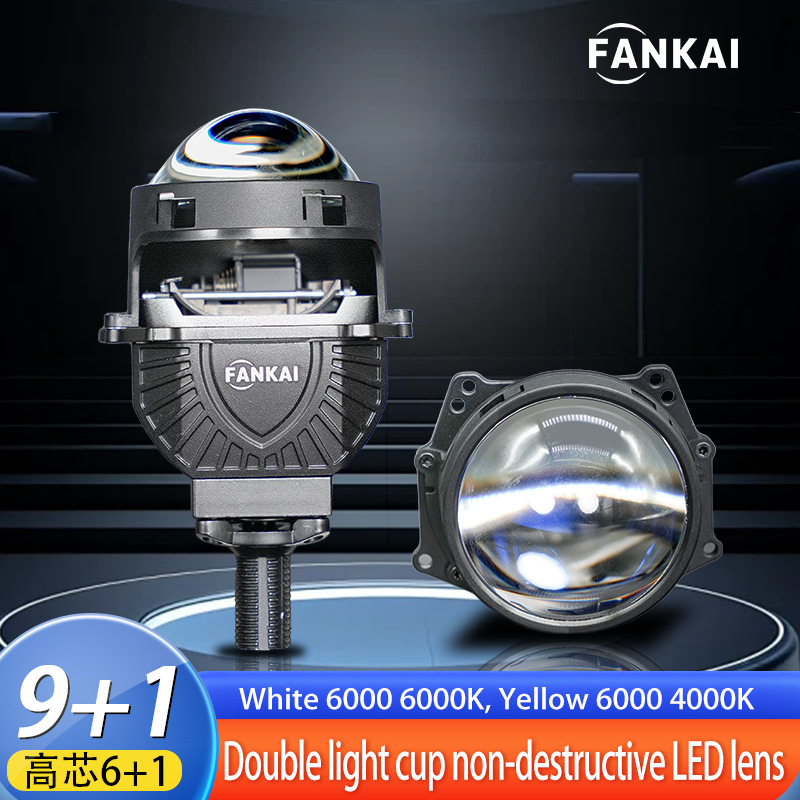 Nuevo transfronterizo K8 taza de doble lámpara 9 + 1 núcleo LED lente sin pérdida de doble luz modificada del faro del automóvil cerca de un todo H4H7