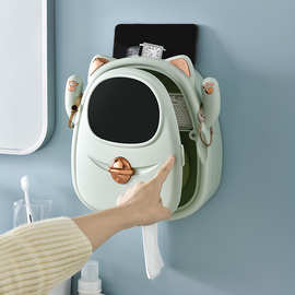 卫生间纸巾盒防水纸筒免打孔壁挂抽纸卷置物架洗脸巾小件放置盒