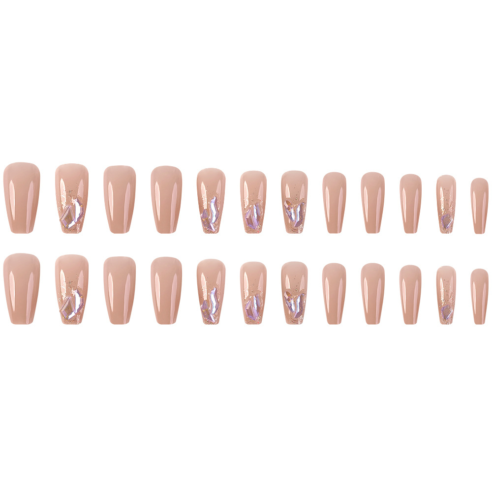 Polvo desnudo de oro brillante fantasma de diamante púrpura manicure exquisita sensación de alto nivel de desgaste de uñas 24 piezas empaquetadas parches de uñas terminados