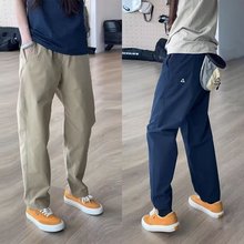 藏青色休闲裤男款春秋防水软壳冲锋裤美式阔腿裤子潮牌户外登山裤