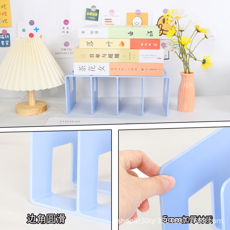 プラスチックブックエンド収納ラック本棚樹脂アクリルディスプレイラック本棚デスクトップ収納ブックラック|undefined