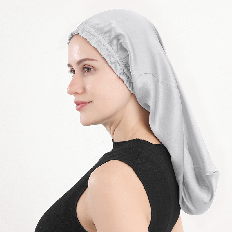 新作 シルクナイトキャップ 16匁桑蚕シルク ロングヘアキャップ フリル付きロングキャップ ホームヘアケアキャップ Amazon