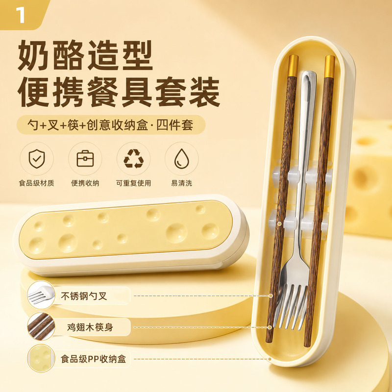 Direct from the manufacturer: Cheese cutlery three-piece set (spoon, fork, chopsticks) 304 cutlery set with portable storage box for students and children Direct from the manufacturer: Cheese cutlery three-piece set (spoon, fork, chopsticks) 304 cutlery set with portable storage box for students and children