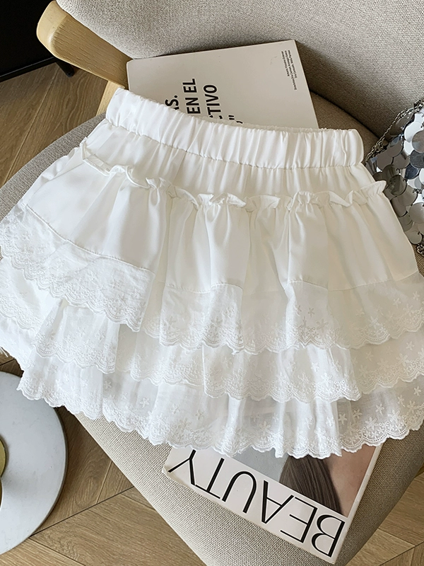 Южнокорейская юбка-пирожок Dongdaemun белая пушистая для женщин, лето 2025, новый дизайн, юбка-трапеция с высокой талией