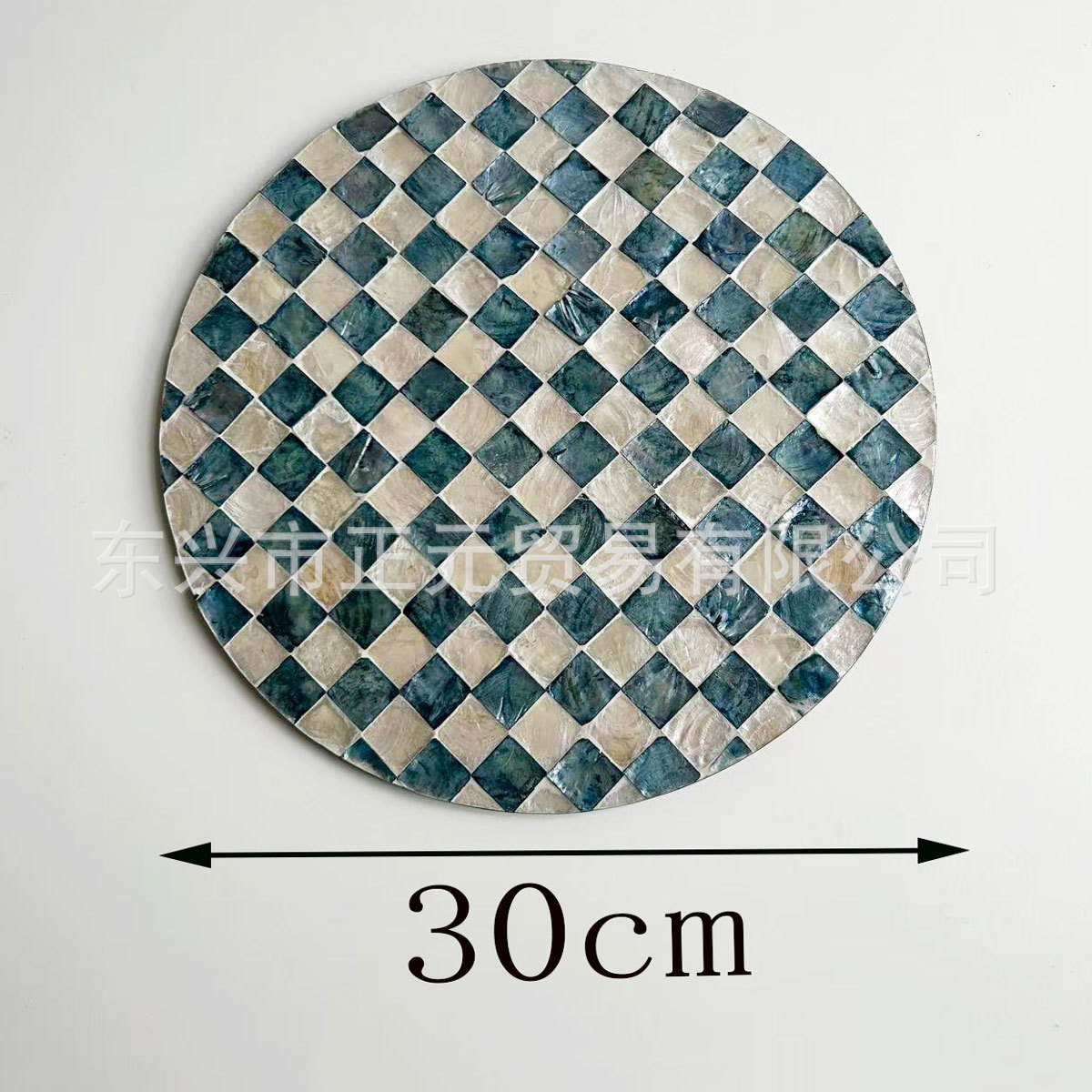 블루 체크 무늬 쉘 플레이스매트 30cm