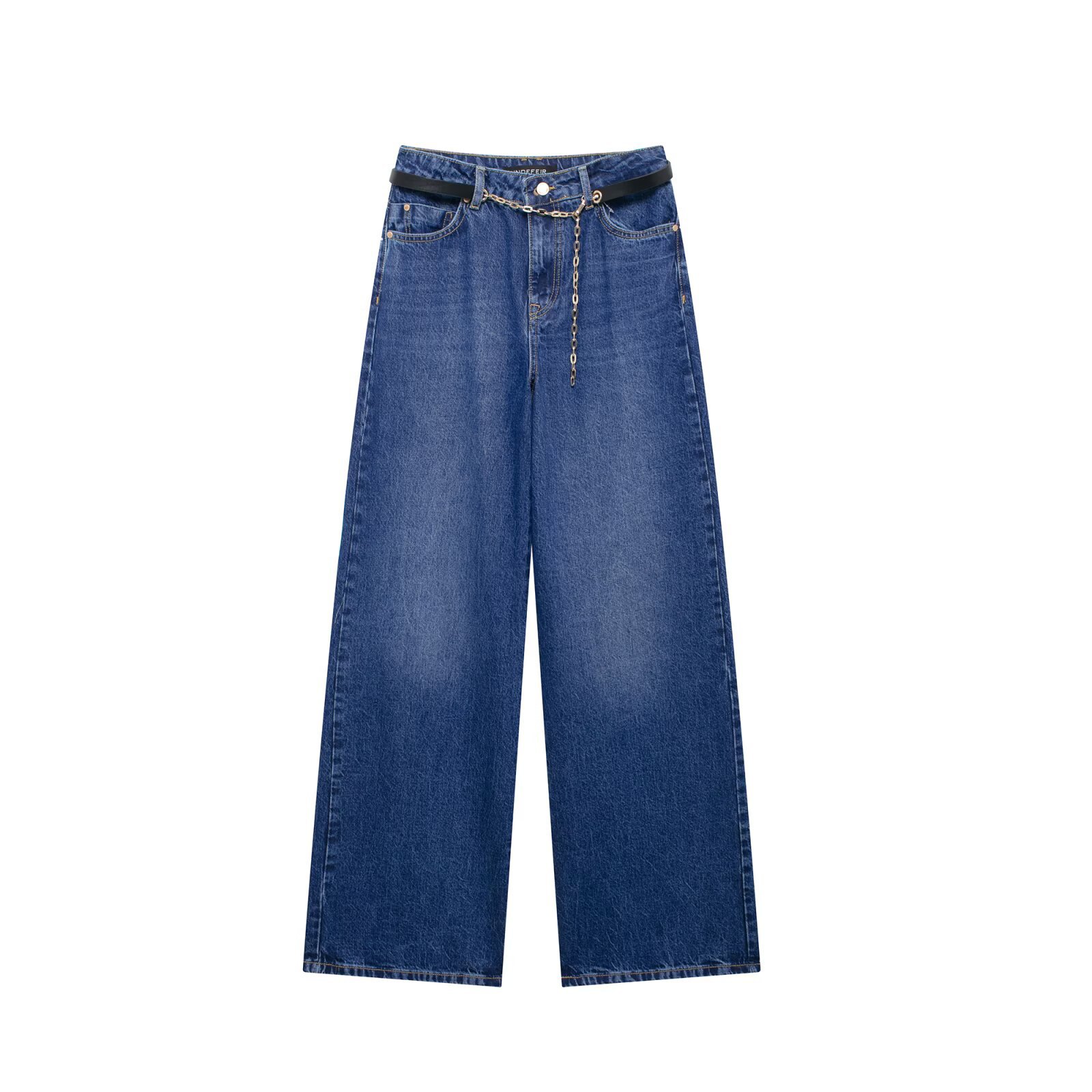 Completo due pezzi in denim da donna top smanicato e pantaloni_voghion.com