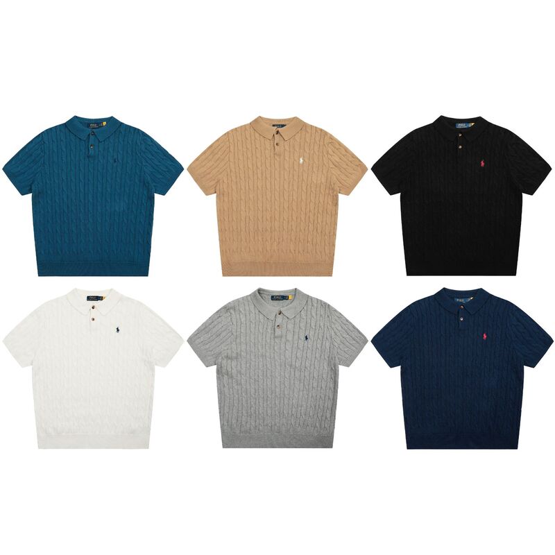 Ralph Lauren Old Money Style Polo Shirt for Men Rl Embroidered Logo Knit Shirt for Men Short Sleeve T-Shirt with Small Cable Knit Pattern Ralph Lauren Old Money Style Polo Shirt for Men Rl Embroidered Logo Knit Shirt for Men Short Sleeve T-Shirt with Small Cable Knit Pattern