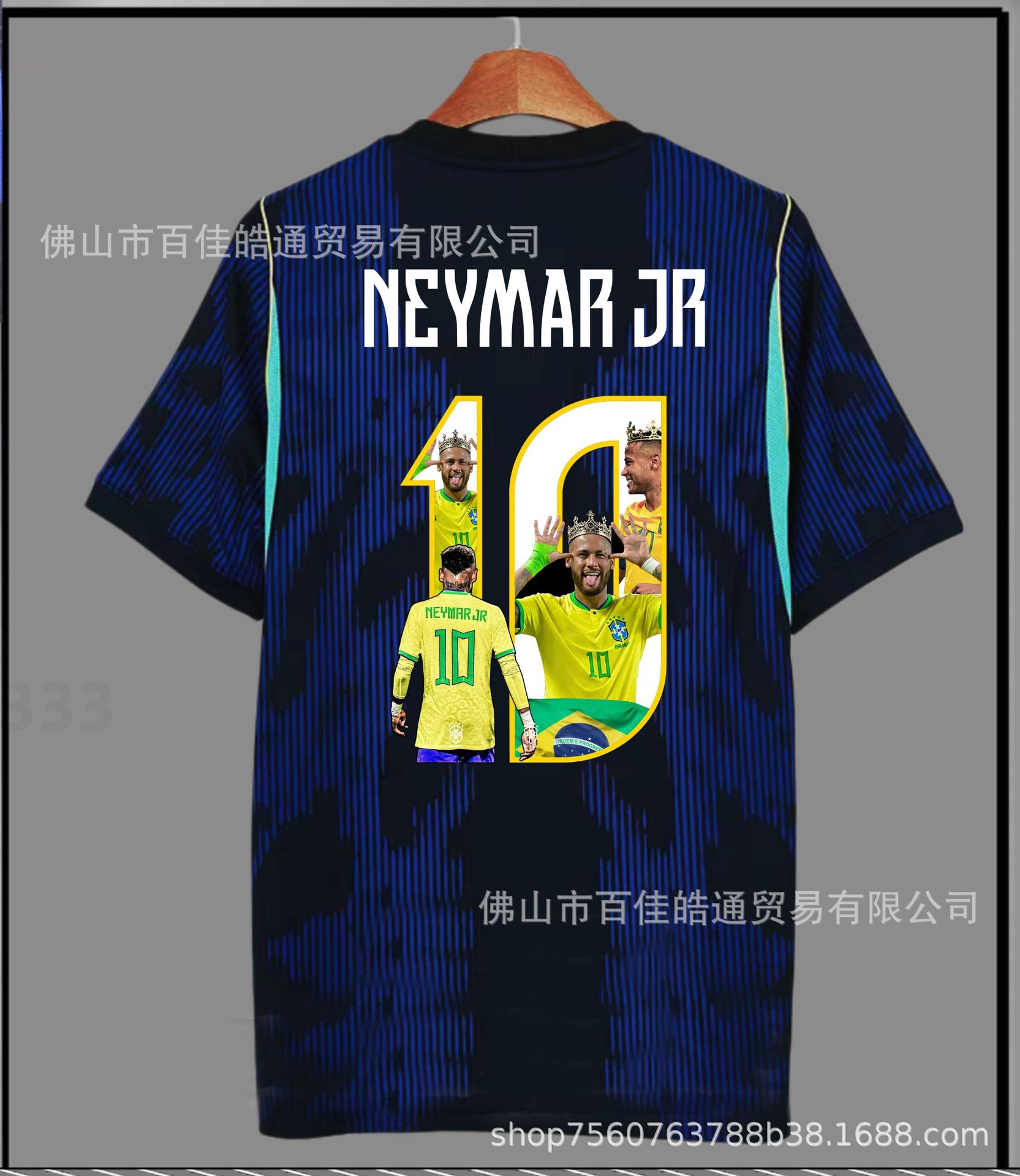 Brazil 2022/23 Neymar Jr #10 Graphic Jersey Navy Blue