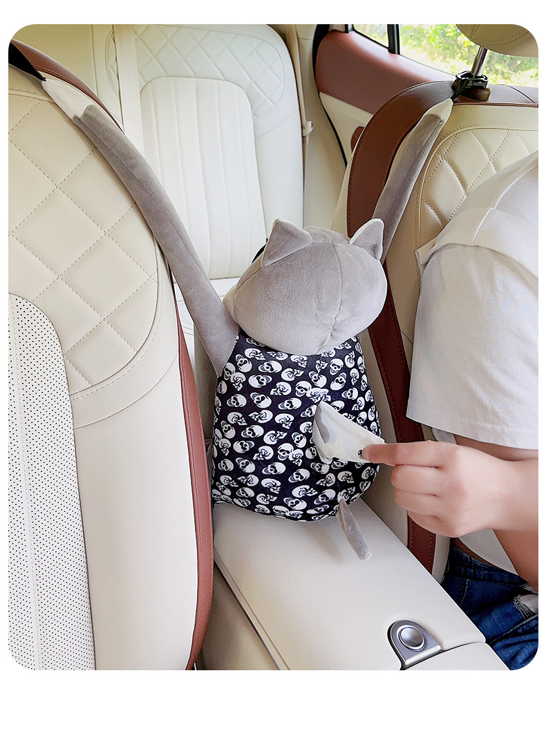 Car armrest box storage paper box Internet famous dog doll car multifunctional tissue box trash can 2 in 1