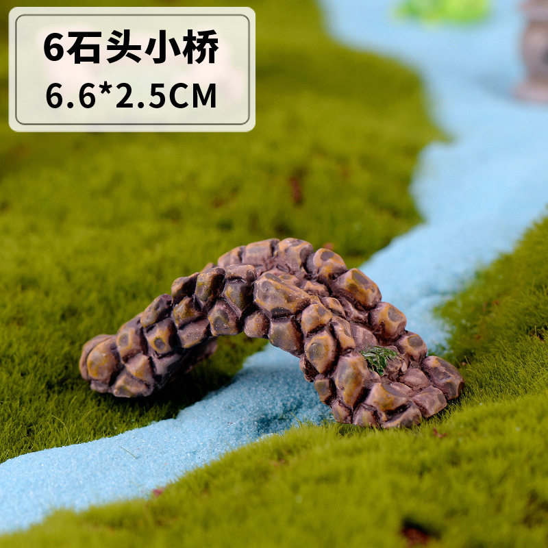 微景观复古仿古树脂场景摆件 西湖灯塔 水井水池 小桥流水草地|undefined