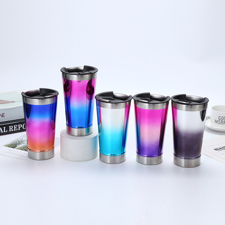 304 스테인레스 스틸 20oz 그라디언트 컬러 전기 도금 자동차 컵 진공 보온병 컵 가정용 맥주 컵 병따개