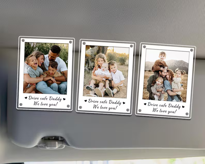 Etsy New Product Dad Car Sun Visor Clip Photo Holder Personalized Custom Universal Magnetic Acrylic