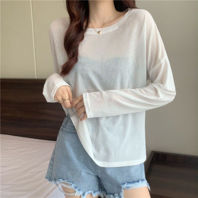 Super Stylish and Versatile Niche Korean-Style Simple Transparent Top 2026 Summer New Sweet Design Sun Protection Clothing