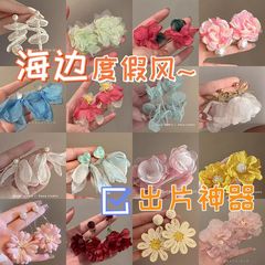 超仙の海辺の休暇の雰囲気の青いイヤリングのシフォンの気質の小さい大衆の花の高級な設計の優しいピアスのイヤリング