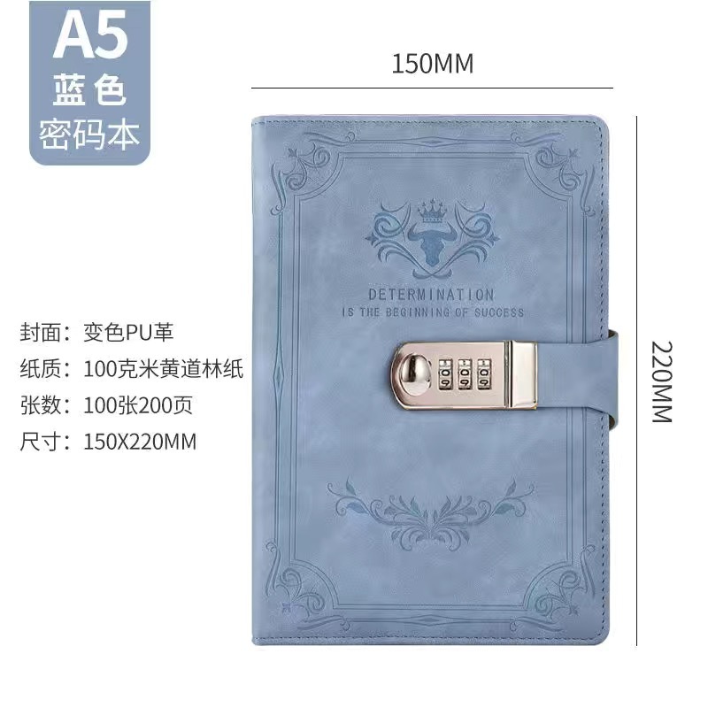 A5 retro contraseña libro con bloqueo diario engrosada contraseña estudiante libreta papelería cuaderno al por mayor