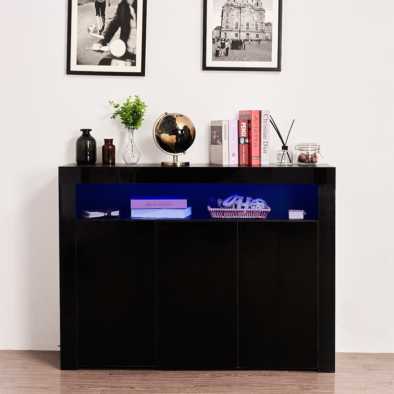 Moderno estilo minimalista Aparador de madera gabinete de cocina gabinete de almacenamiento armario de té con luces LED