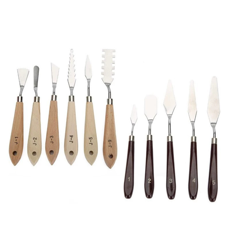 Cuchillo de pintura al óleo de arte al por mayor nuevo raspador de color de acero inoxidable raspador de pintura de gouache juego de 5 piezas suministro de comercio exterior